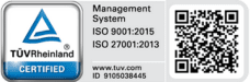 TUV rheiland Certified ISO 9001:2015 and 27001:2013