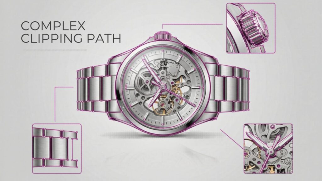 Complex clipping paths are required for objects with intricate shapes, curves, or fine details