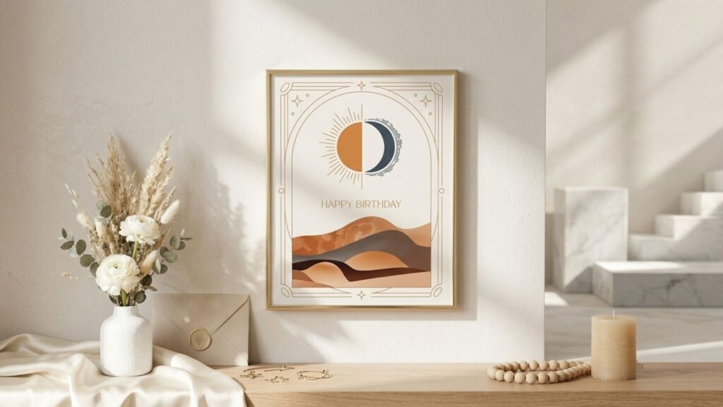 Minimalist birthday frames for photo editing with clean, elegant neutral tones.