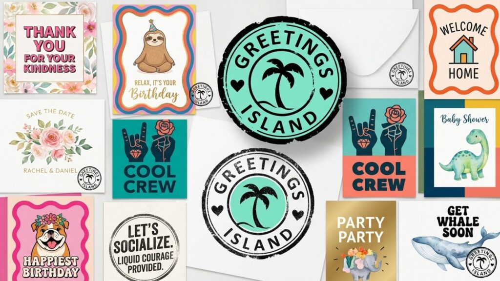 Greetings Island digital card templates for easy birthday photo editing.