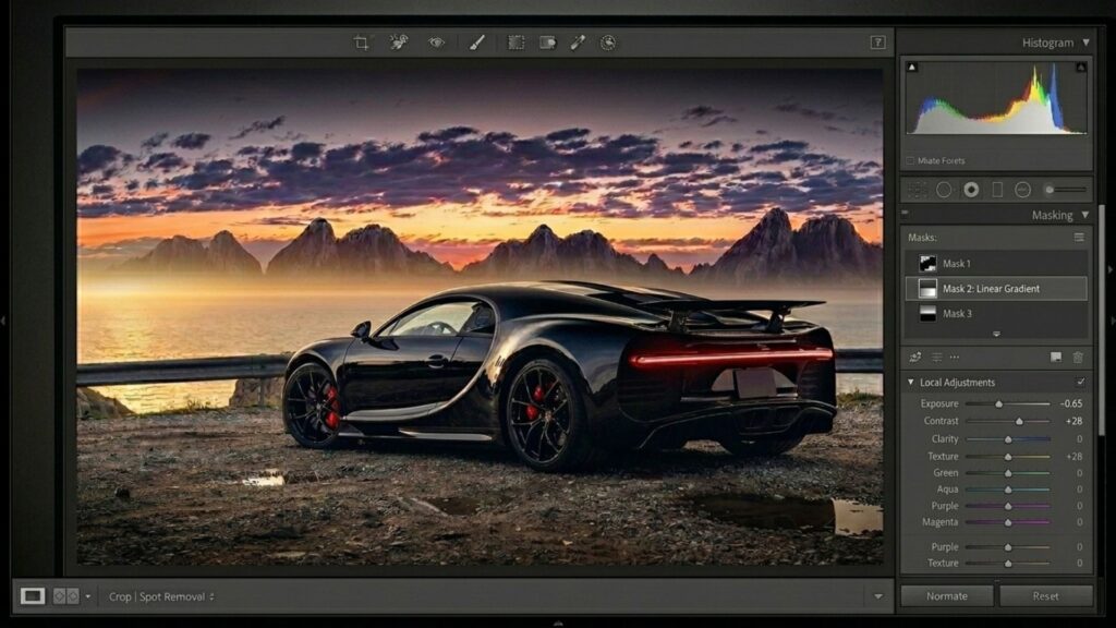 Car Photo Editing Guide: Professional Results With Free Online Apps 4 a car picture editor showing a black vehicle with a linear gradient mask