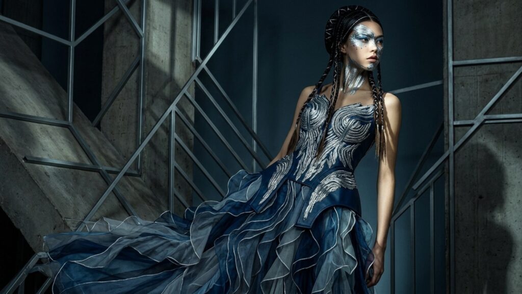 Lines and patterns in fashion photo composition