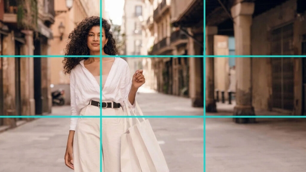 Applying the Rule of Thirds to fashion photo composition.