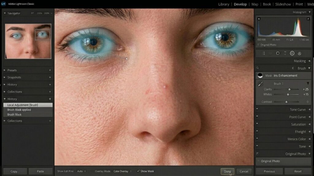  Enhancing iris texture and brightening catchlights in portraits photo editing