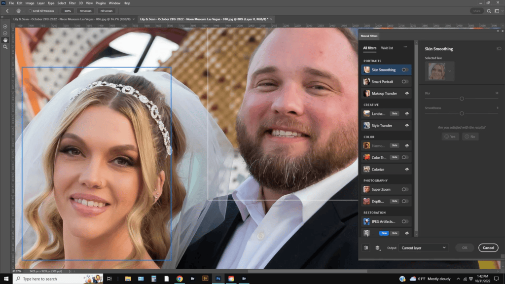 Wedding photography retouching in Adobe Photoshop