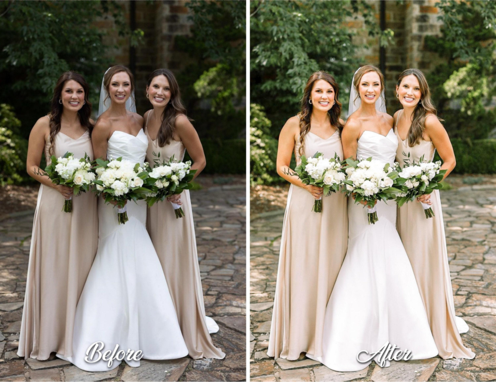 Before and after wedding photo standard editing