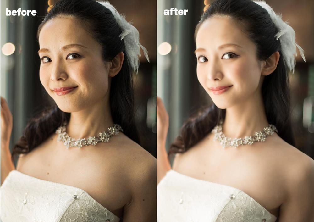  Before and after wedding portrait retouching