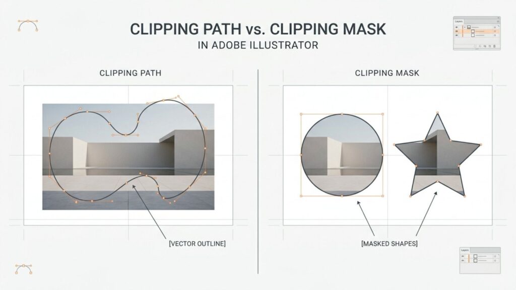  the comparison of clipping path and clipping mask