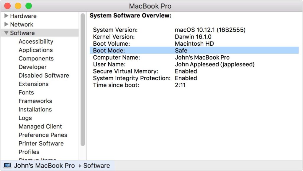 Start Mac in Safe Mode to free up storage 