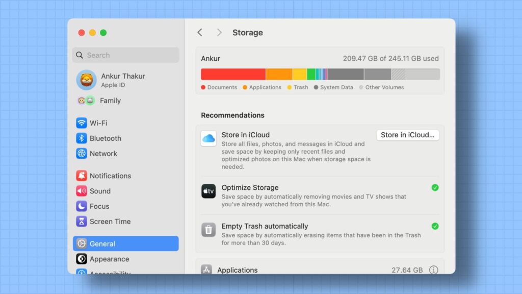 Optimize Storage settings on Mac