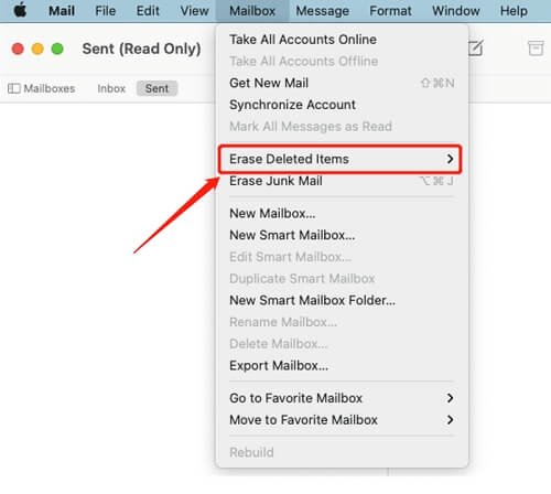 Delete junk mail and attachments to free up Mac storage