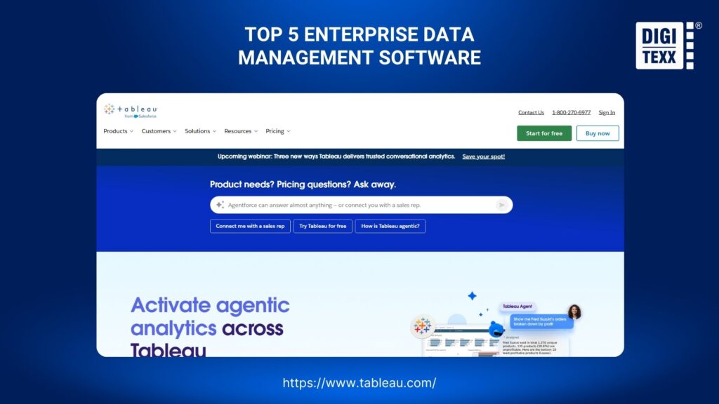 Tableau platform for enterprise data management.