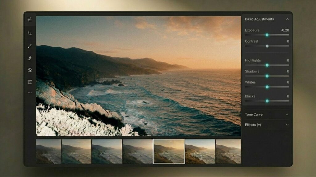 How To Make Photos Look Like Film: A Complete Beginner's Guide 9 Post-processing screen with flash-exposed foliage illustrating how to make photo look like film with a point-and-shoot vibe.