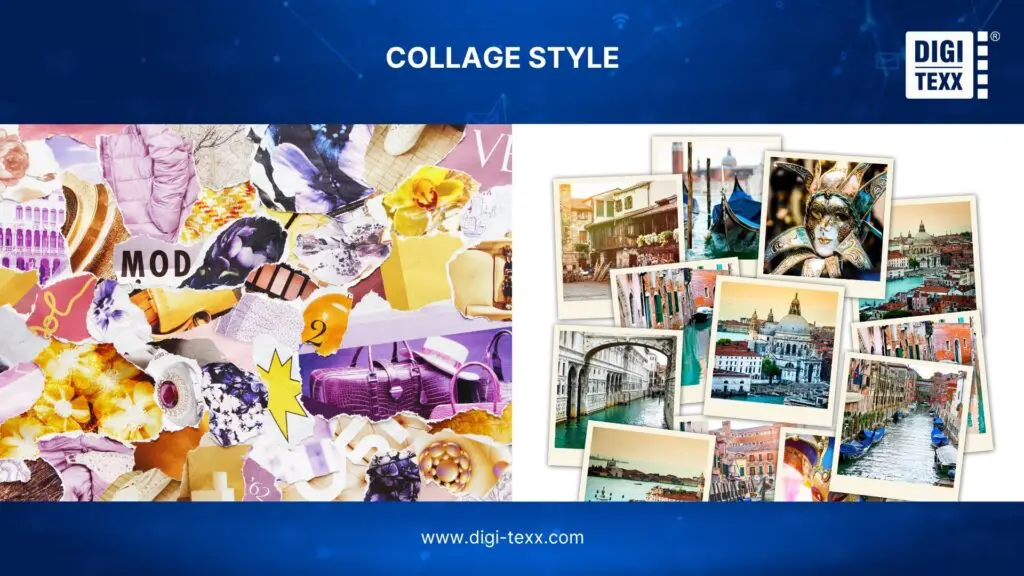 Collage style of photo editing with multiple image layers.