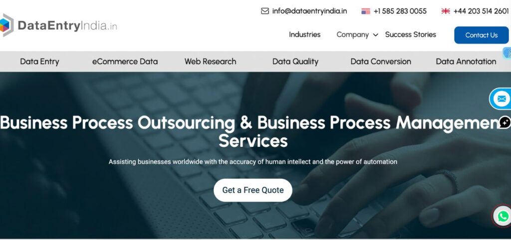 DataEntryIndia.in offshore data entry outsourcing company (data entry provider company) providing online data entry and data conversion services