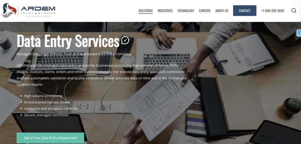 ARDEM data entry firm providing OCR, intelligent document processing, data capture outsourcing, best outsourcing company for data entry tasks services