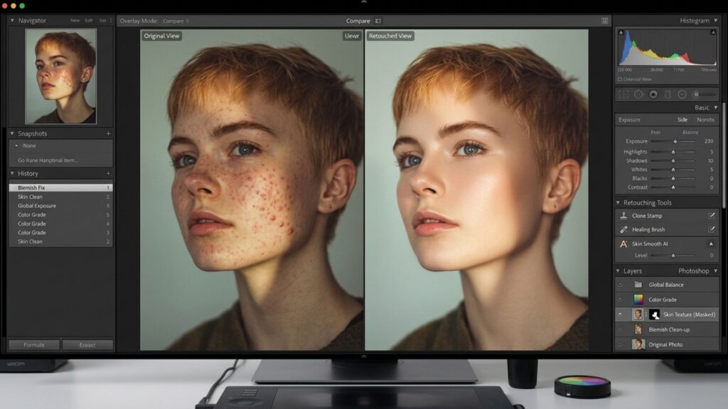 AI photo retouching uses smart algorithms to fix lighting, smooth skin, and erase unwanted background items instantly