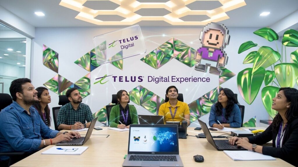 TELUS Digital team meeting at a data labeling service provider. 