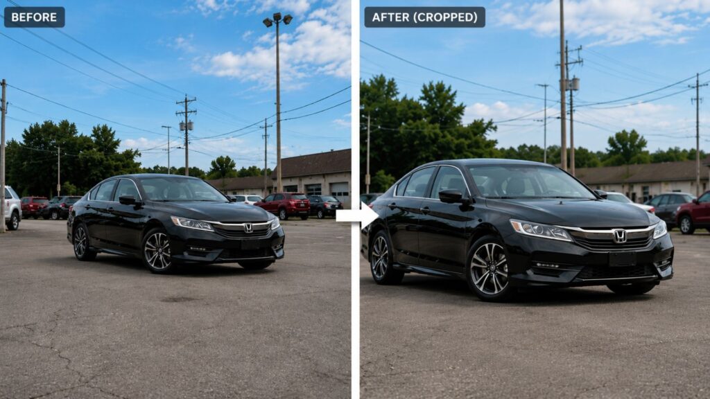 Car Photo Editing: Complete Guide To Professional Vehicle Photos 13 Cropping and straightening a car photo