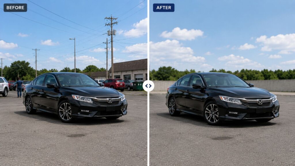 Car Photo Editing: Complete Guide To Professional Vehicle Photos 17 Removing unwanted objects from a car photo