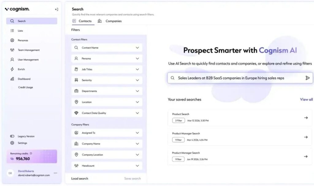 Top 20 Data Enrichment Tools To Improve Data Quality In 2026 2 Cognism data enrichment tools dashboard showing GDPR-compliant B2B data enrichment and contact data enrichment