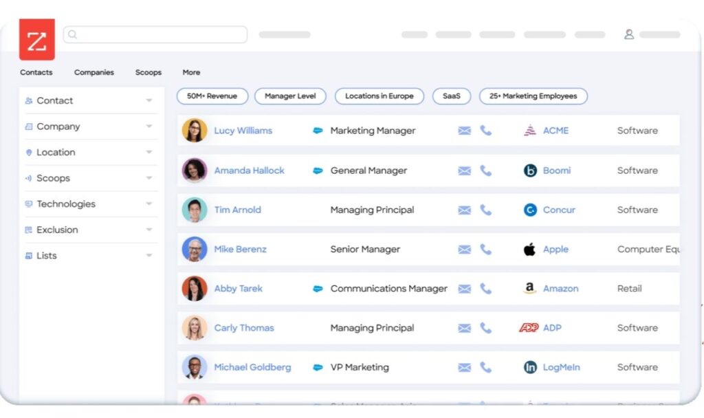 Top 20 Data Enrichment Tools To Improve Data Quality In 2026 12 ZoomInfo data enrichment vendor dashboard with account enrichment and enterprise crm enrichment solutions