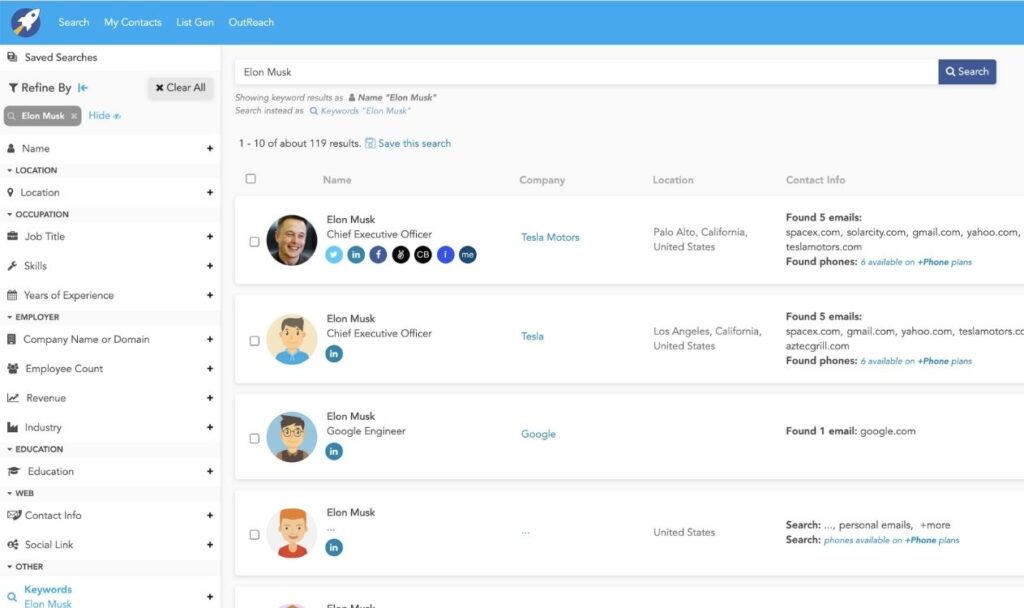 Top 20 Data Enrichment Tools To Improve Data Quality In 2026 16 RocketReach contact enrichment tools showing email enrichment tools and b2b lead enrichment features