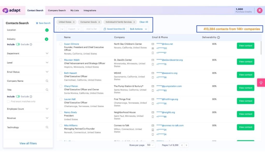 Top 20 Data Enrichment Tools To Improve Data Quality In 2026 7 Adapt.io b2b data enrichment services platform enhancing CRM records with verified contact enrichment tools