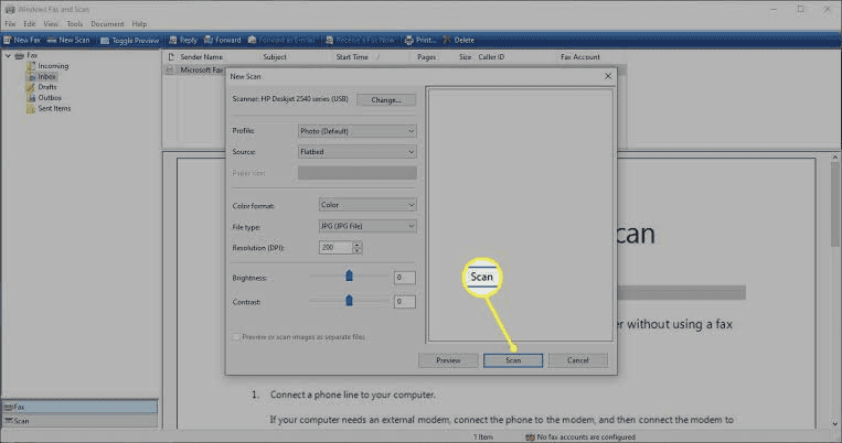 Windows Scan application for Windows 10 with document scanning and PDF export.