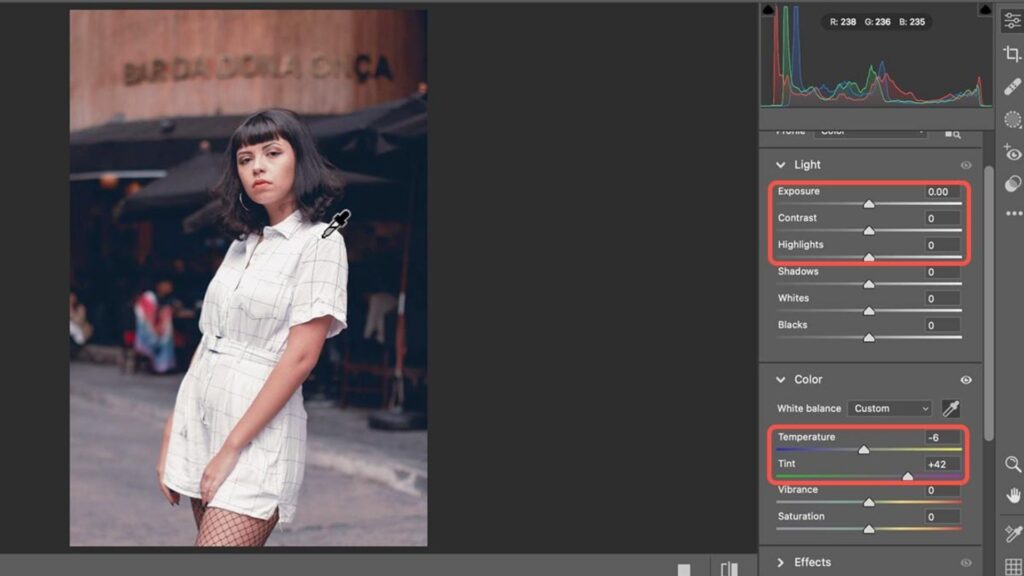 Color correction in fashion photography editing