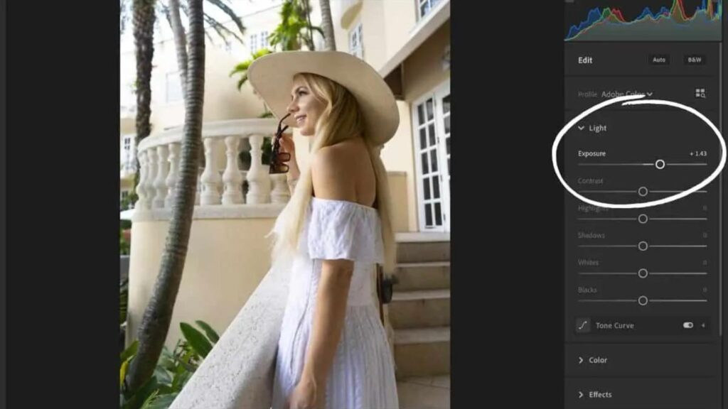 Adjusting lighting and exposure in fashion photography