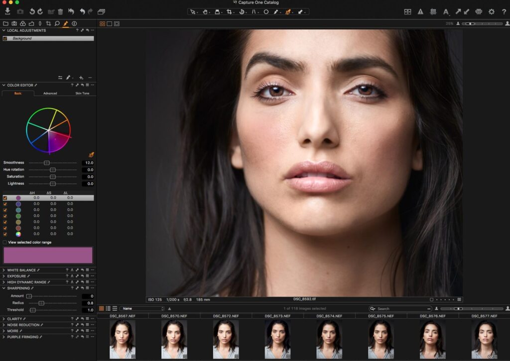 Capture One Pro interface for fashion photography
