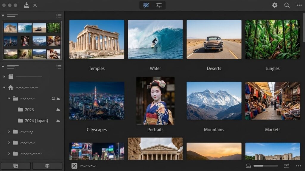 Photo organization in AI photo editing software