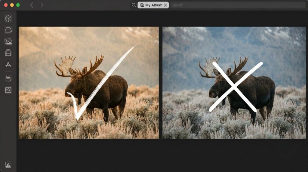 Selecting best images in AI photo editing software