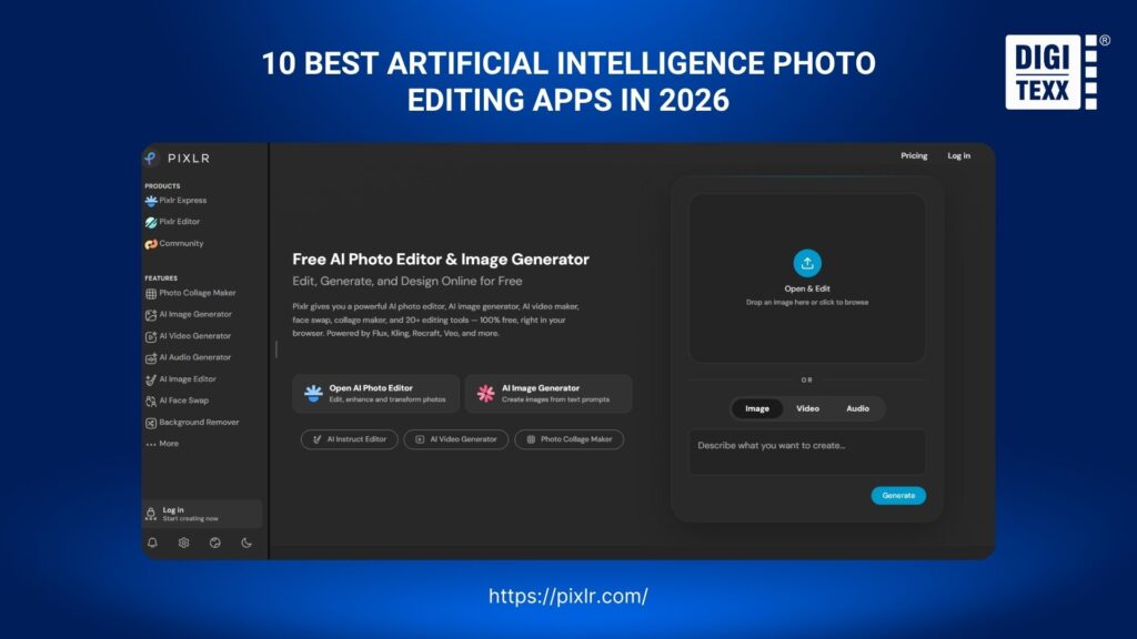 Pixlr browser artificial intelligence photo editing app