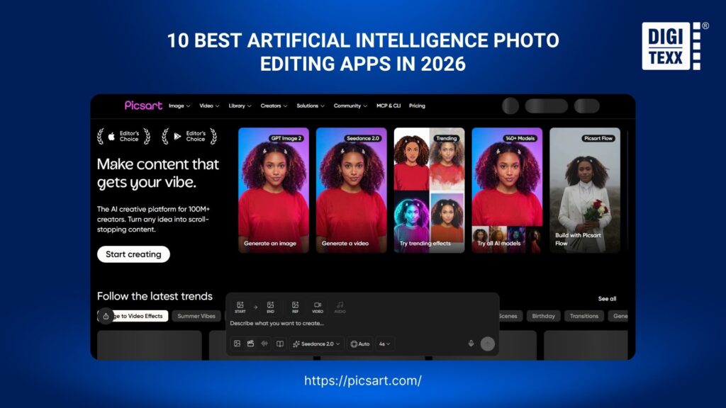 Picsart artificial intelligence photo editing app