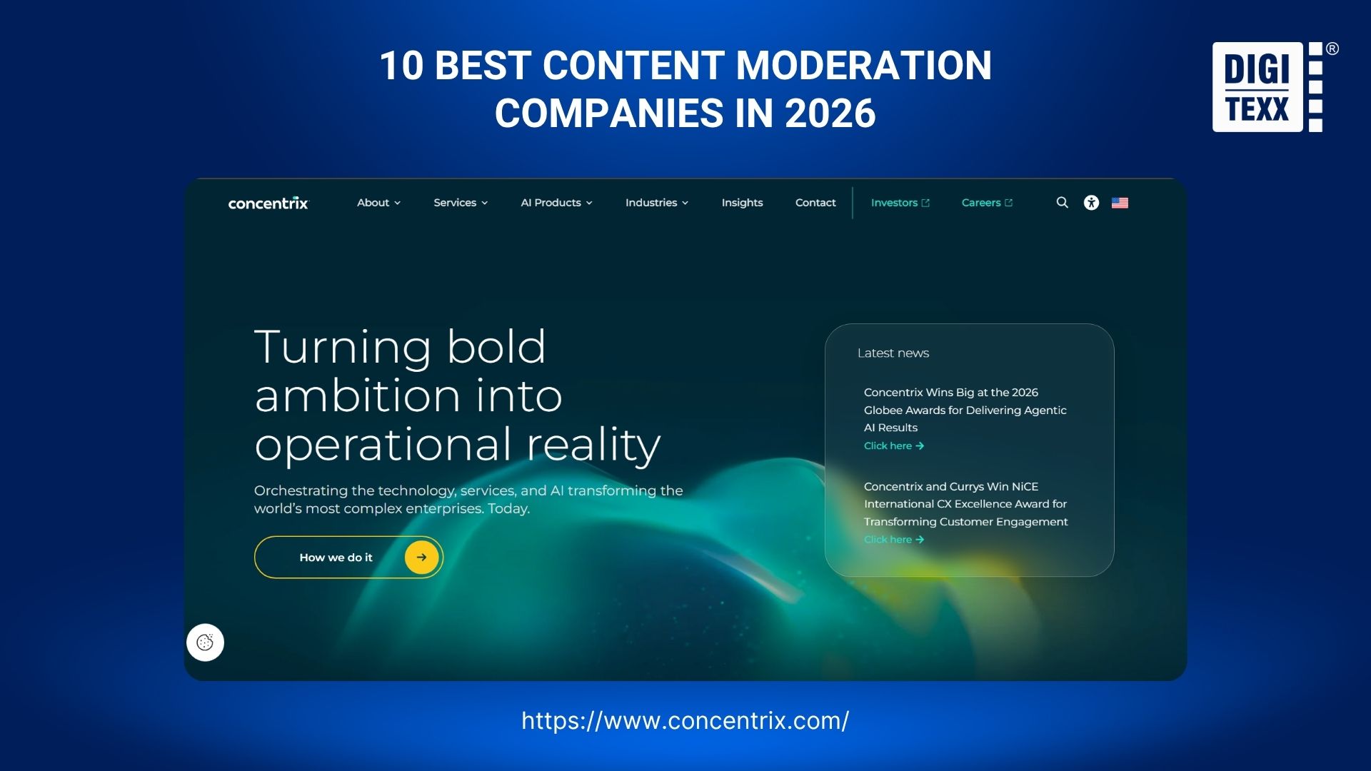 Concentrix content moderation company website interface