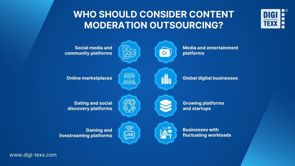 Who should consider content moderation outsourcing