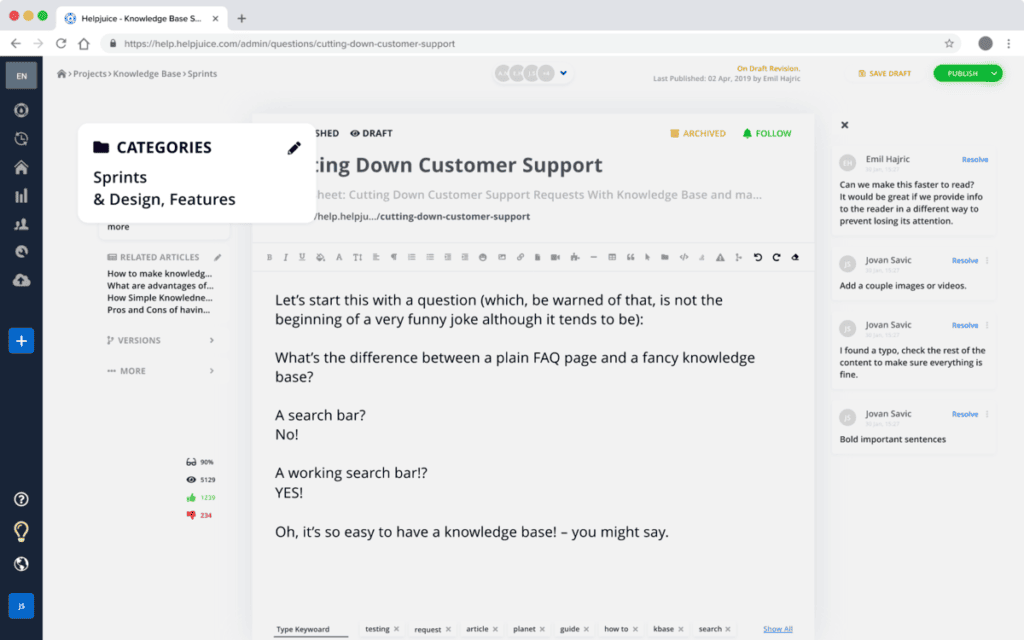 Helpjuice document repository software for AI-powered knowledge management