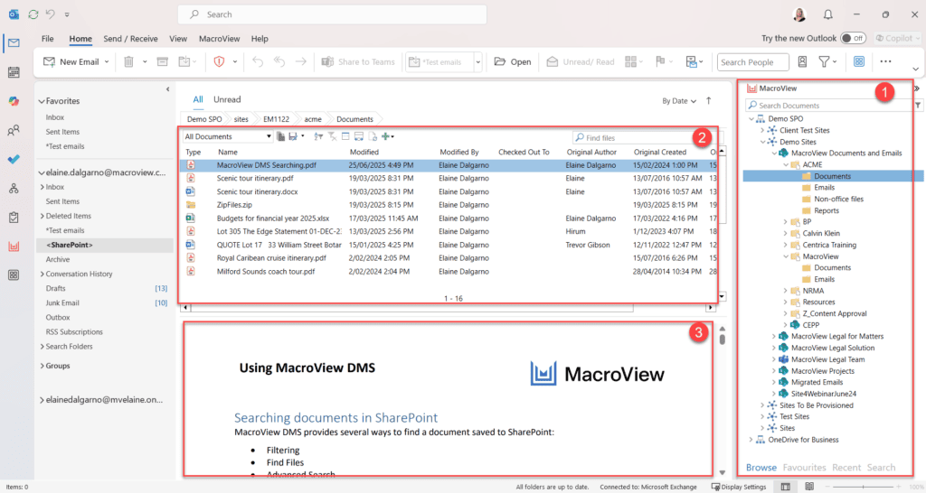 document organization software MacroView Microsoft 365 document management system