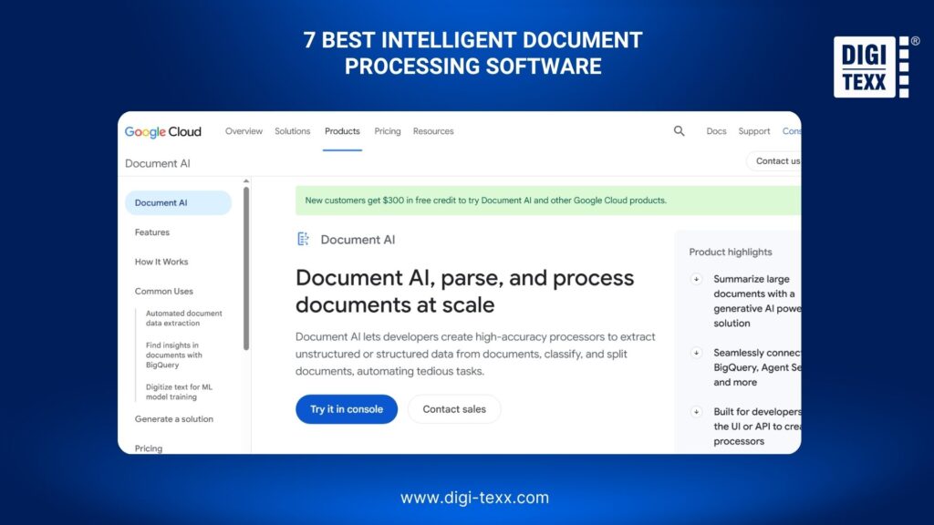 7 Best Intelligent Document Processing Software: Features & Comparison 5 Google Document AI for document processing and data extraction