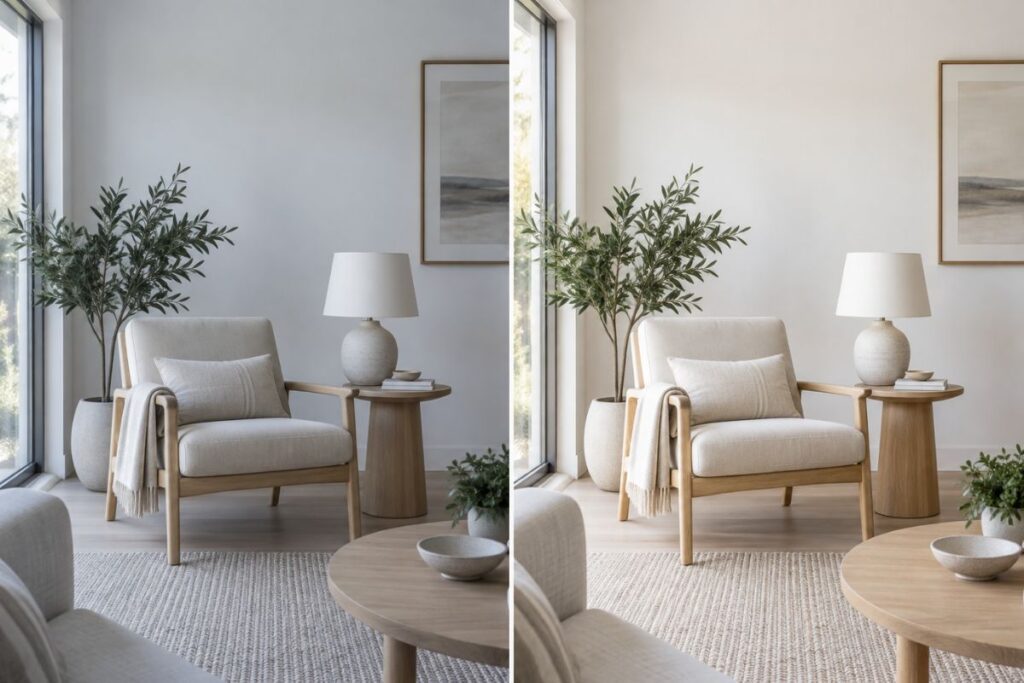 Clean minimalist TikTok photo editing with balanced exposure and neutral colors