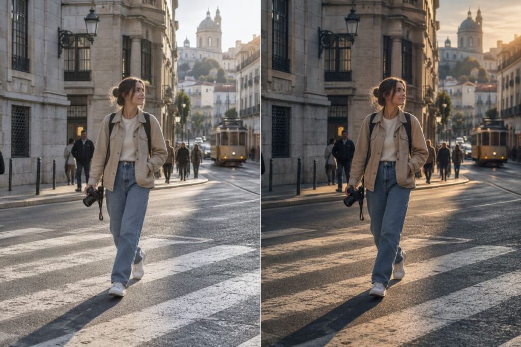 Cinematic TikTok photo edit with controlled contrast and warm-cool color grading