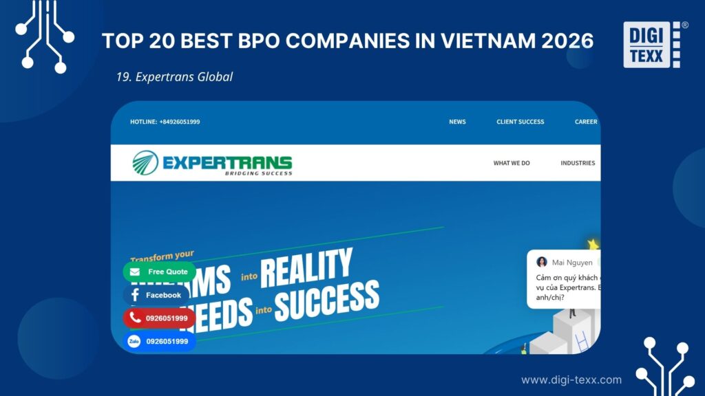 Expertrans Global is a BPO company in Vietnam