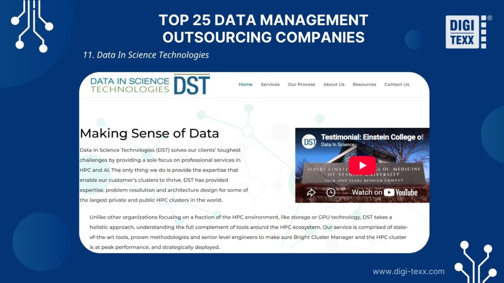 Data In Science Technologies is a data management outsourcing company